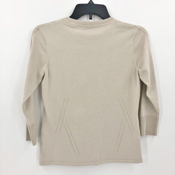 Carlisle Sweater Womens Small Cream Silk Blend Crew Neck Ribbed Trim Pullover - Picture 5 of 8